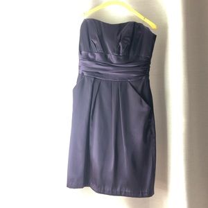 Dark purple strapless bridesmaid dress